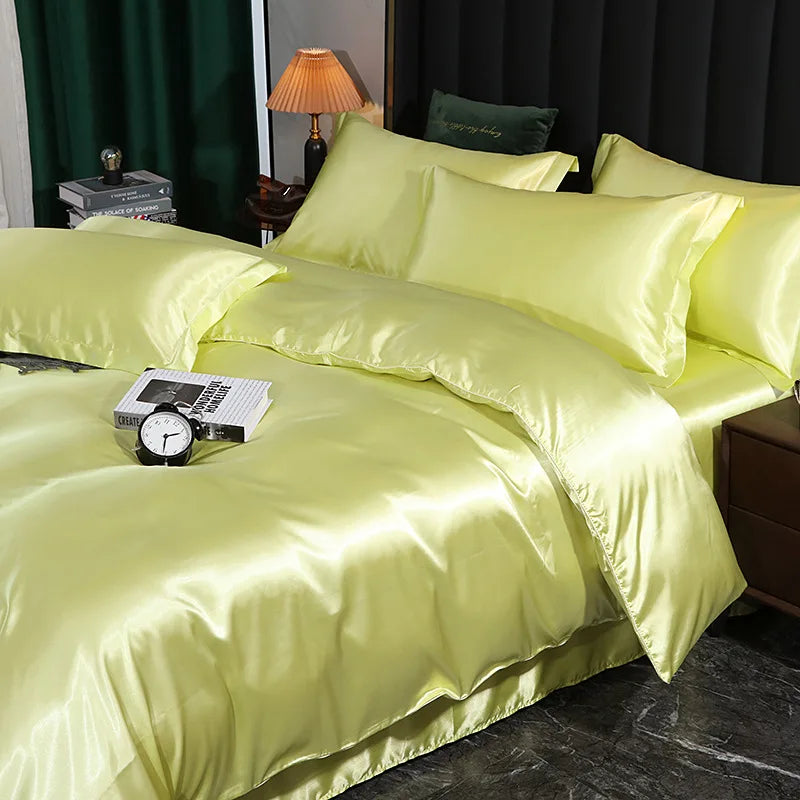 Afralia™ Silk Bedding Set: Smooth 100% Silk Comforter Cover Sets for Full Twin King Queen