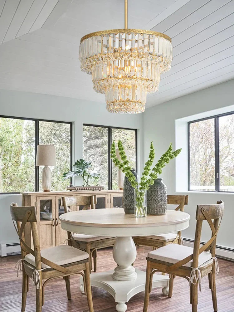 Afralia™ Luxury K9 Crystal Ceiling Pendant Light for Living Room Dining Decor