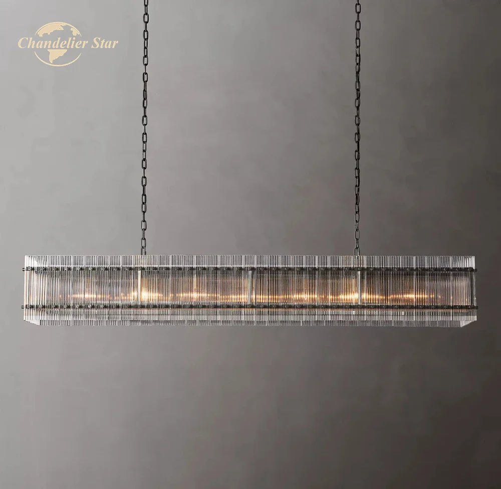Afralia™ LED San Marco Glass Chandelier: Modern Rectangular Lighting for Dining, Kitchen, Living Room