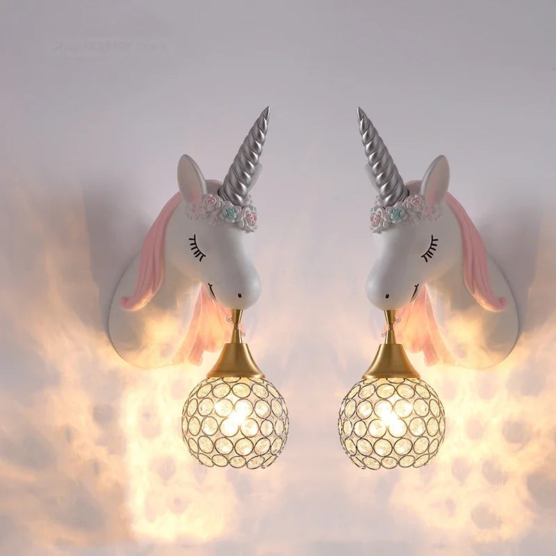 Afralia™ Nordic Unicorn Kids Room Wall Lamp Simple Cartoon Sconce Light Fixtures