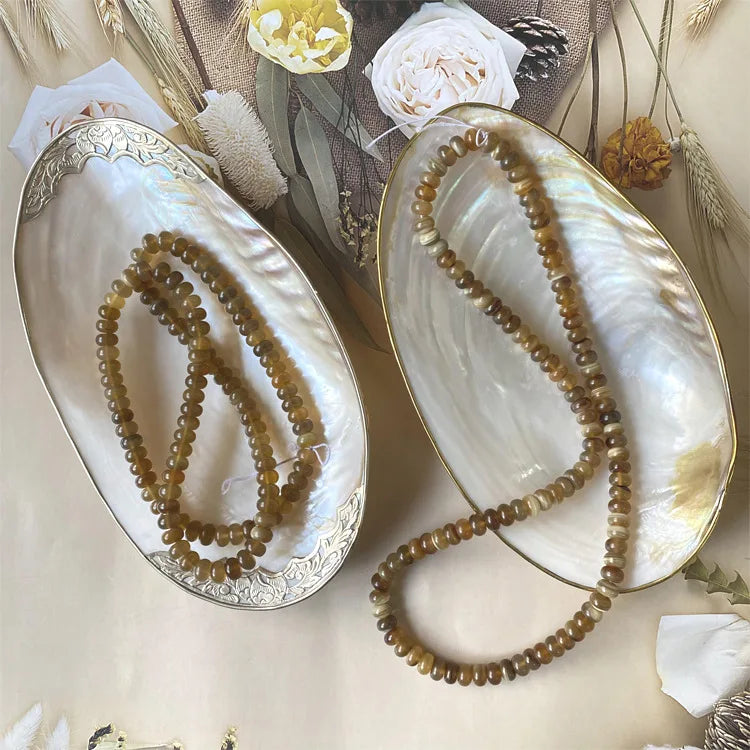 Afralia™ Shells Jewelry Tray, Light Luxury Gold-rimmed, Living Room Decor, Tabletop Fruit Tray