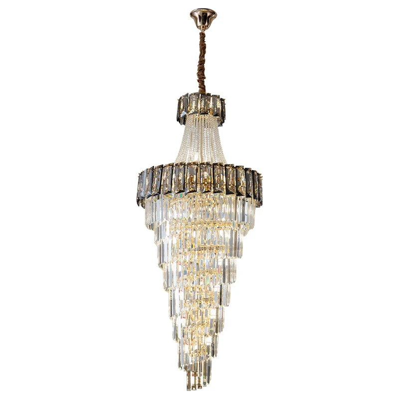 Afralia™ Elegant Crystal Chandelier for Duplex Spiral Staircase and Living Room