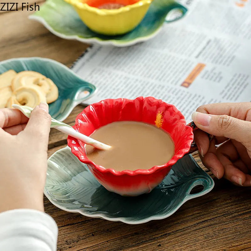 Afralia™ Sunflower Ceramic Couple Tea Coffee Cup Set for Home Office Wedding Gift