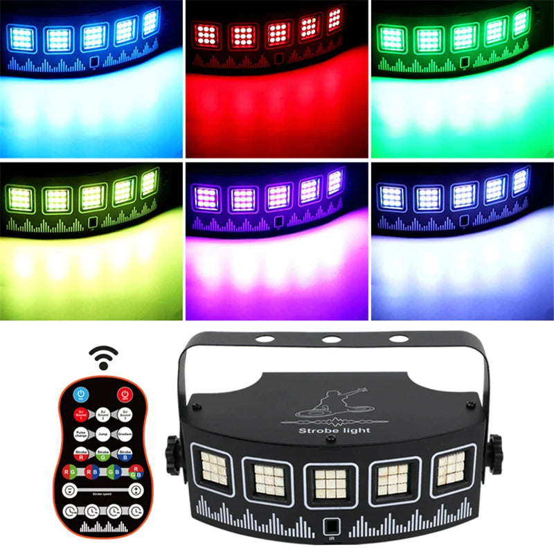 Afralia™ LED RGB Disco Strobe Light | Sound Activated Party Club Stage Lighting