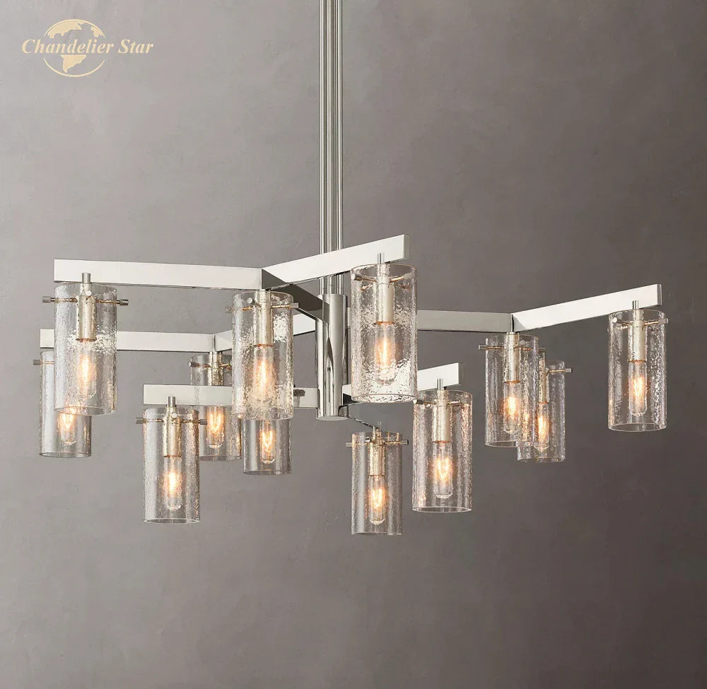 Afralia™ Charleroi Glass Pendant Chandelier - Modern LED Round Hanging Light for Living Dining Kitchen