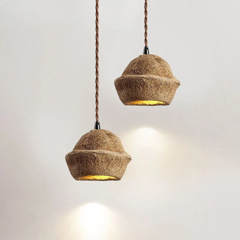 Afralia™ Fruit Shell Bedside Pendant Light, Retro Wabi Sabi Style for Homestay & Bar Counter