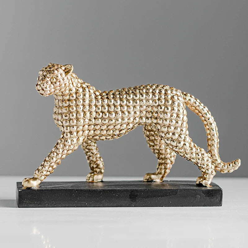 Afralia™ Golden Leopard Resin Figurines for Interior Decor