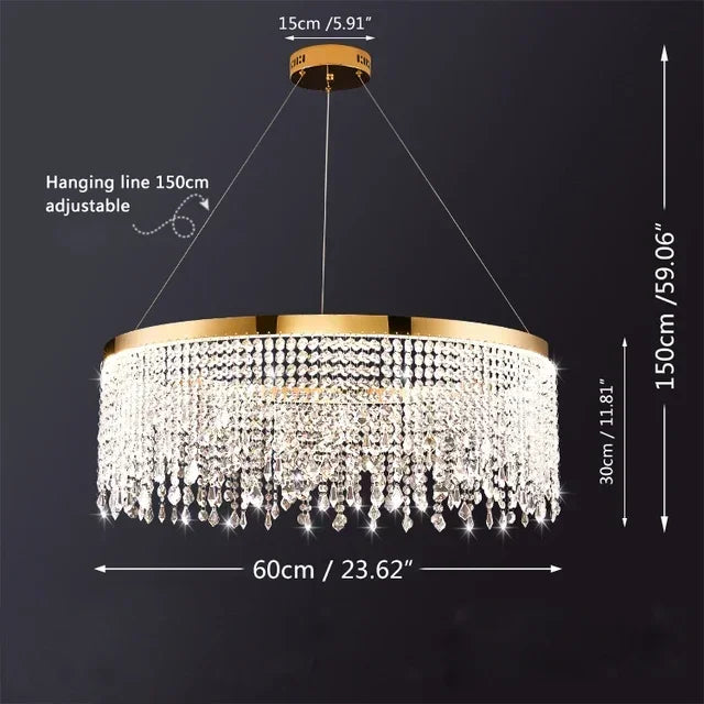 Afralia™ Crystal Circle LED Chandelier for Luxury Living Room Décor