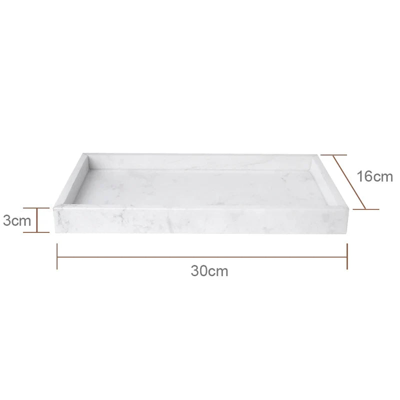 Afralia™ Volakos White Marble Bathroom Set: Soap Dispenser, Makeup Rack, Vanity Tray