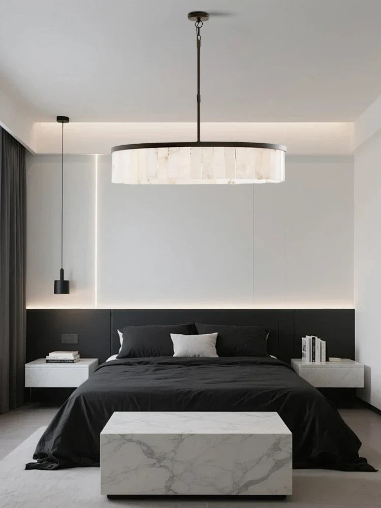 Afralia™ Marble Ceiling Pendant Light Brass Luxury Villa Decor Stone Pendant Lamp