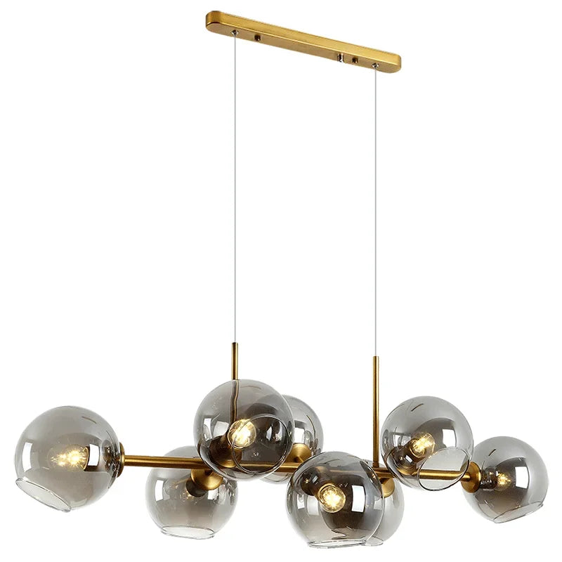 Afralia™ Smoke Gray Glass Pendant Light with 8 Heads - Modern Kitchen Chandelier