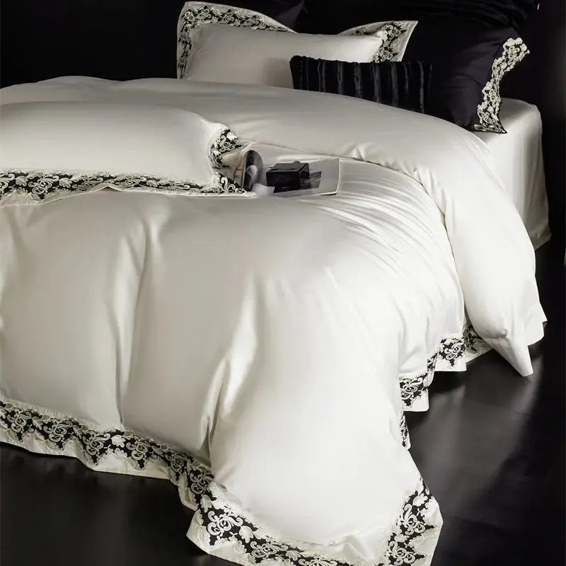Afralia™ Luxury Embroidery Bedding Set: Soft, Silky, Breathable 4Pcs Set