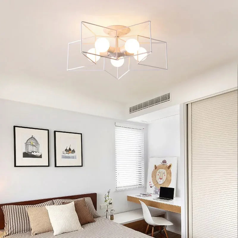 Afralia™ Creative Star LED Ceiling Chandelier - Brushed Antique Gold Living Bedroom Lamp