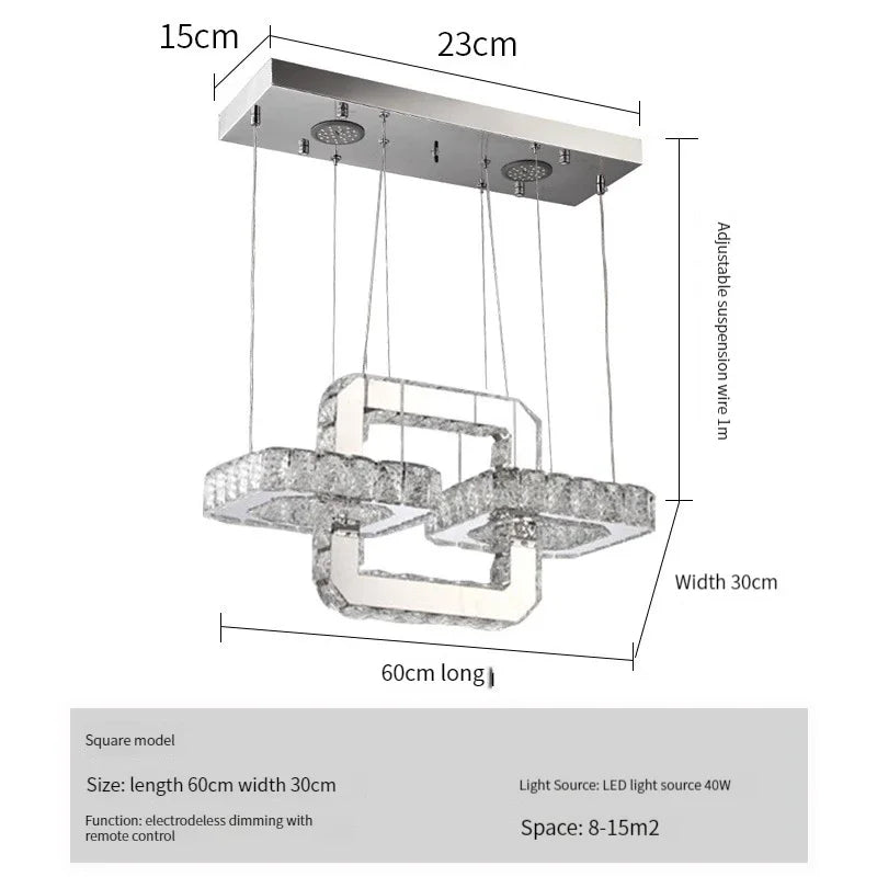 Afralia™ Crystal LED Circle Rings Chandelier for Bedroom, Villa, Stair - Luxury Pendant Light