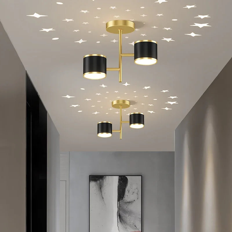 Afralia™ Star Moon Projection LED Chandelier for Bedroom Decor