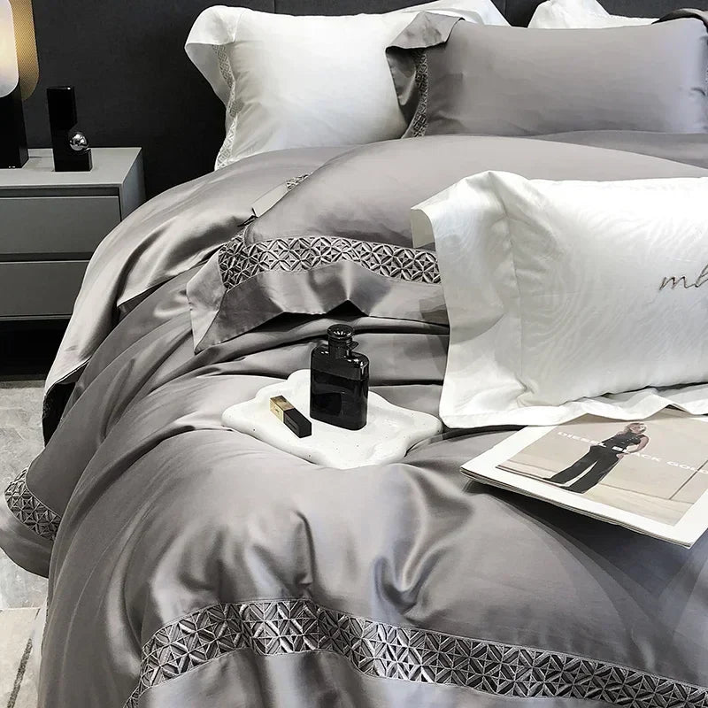 Afralia™ Queen Bedding Set: High End Hollow-carved Design Lyocell Fibres Duvet Cover Set