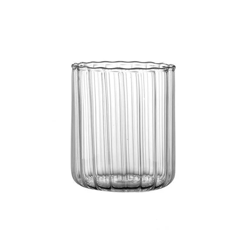 Afralia™ Glass Ripple Cup - Heat Resistant Nordic Design for Water, Juice, Milk, Whiskey