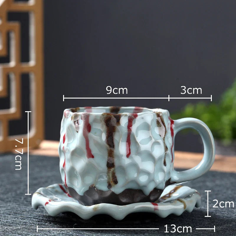 Afralia™ Hammer Pattern Porcelain Mugs, Set of 2