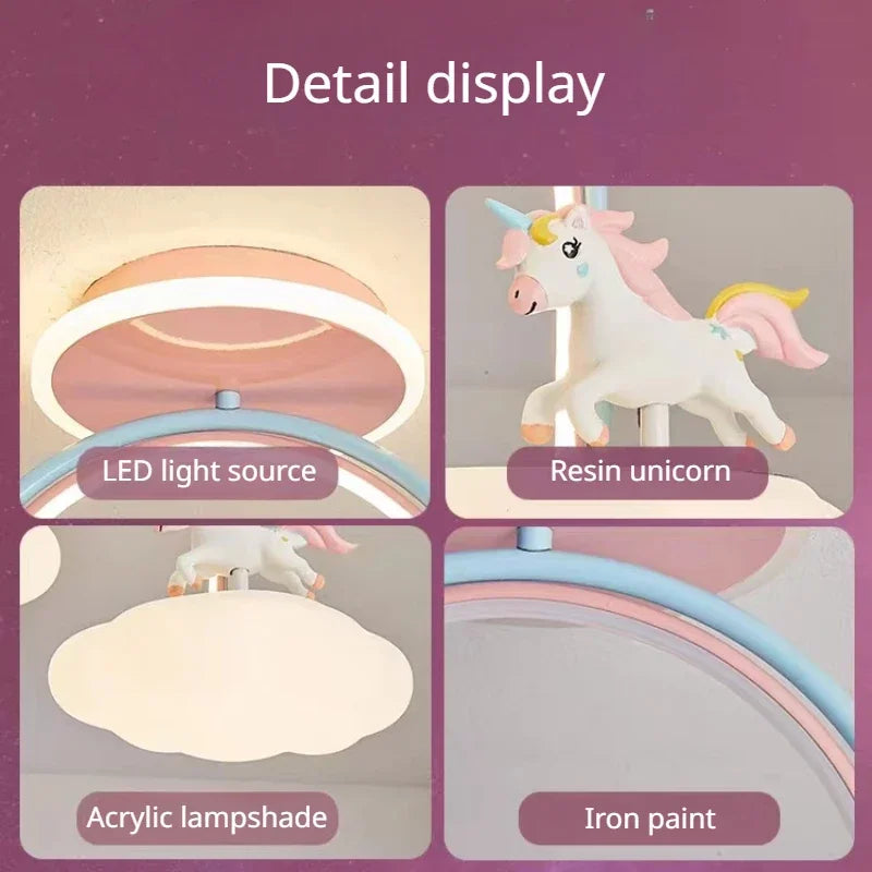 Afralia™ Cloud Unicorn Cartoon Ceiling Light for Children's Room Eye Protection