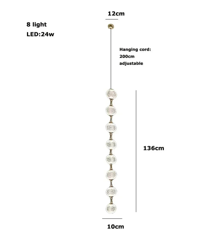Afralia™ Pearl Necklace LED Pendant Light for 6m Staircase