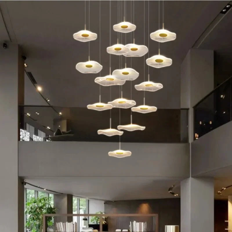 Afralia™ Modern Acrylic LED Pendant Chandelier for Living Dining Room Staircase Lighting