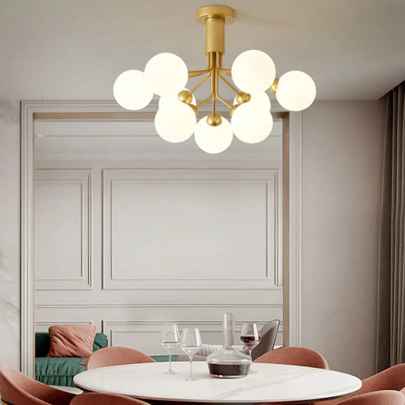 Afralia™ Nordic Glass Ball Chandelier in Gold - Modern Home Decor Lighting