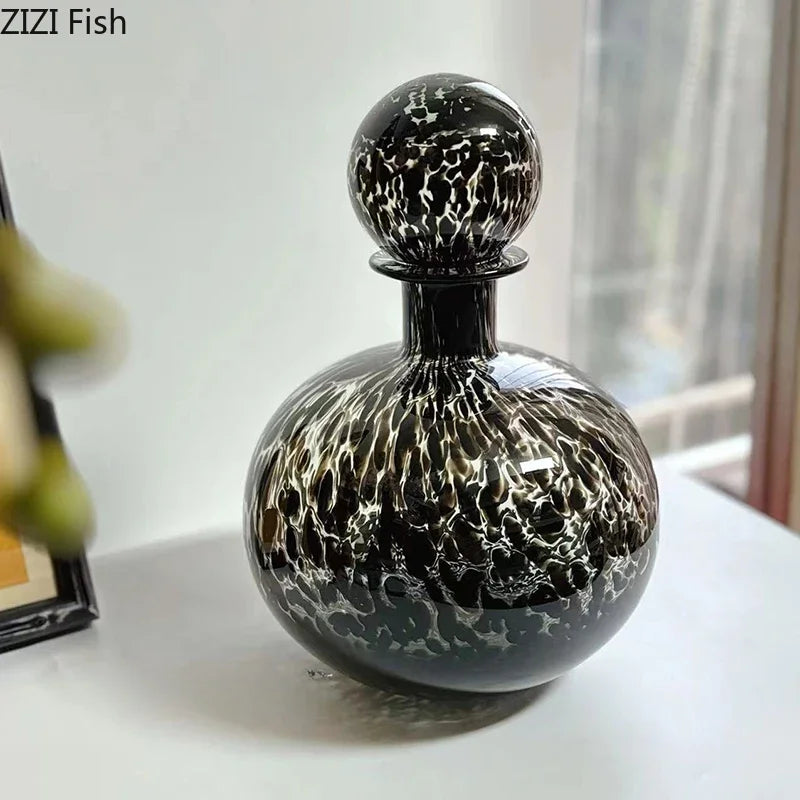 Afralia™ Leopard Texture Glass Vase: Modern Floral Vase for Chic Room Decor