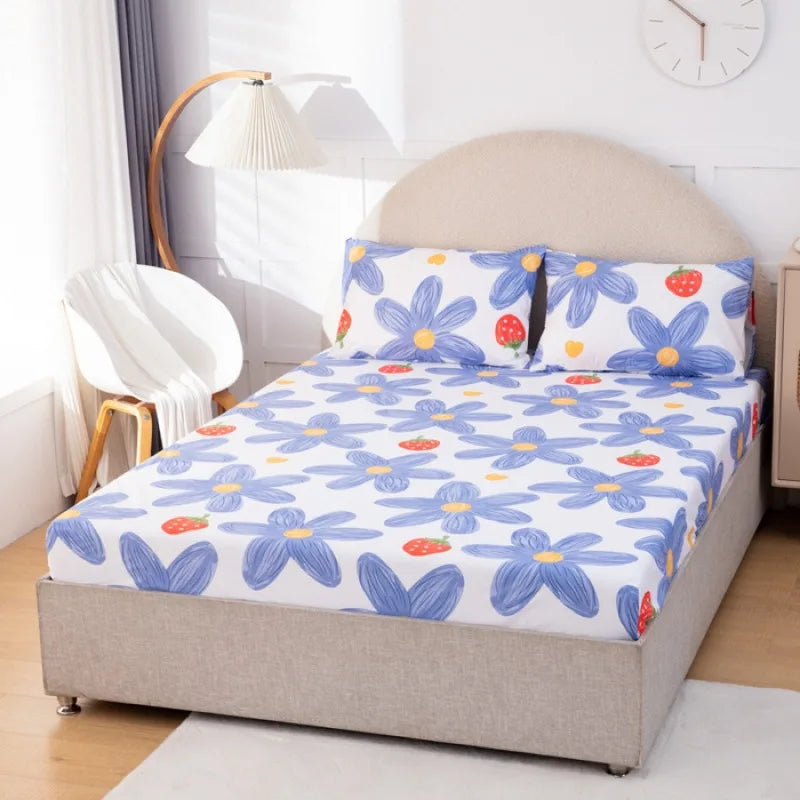 Afralia™ Tropical Palm Leaf Print Double Bed Fitted Sheet - Soft & Comfortable All-Season Mattress Protector