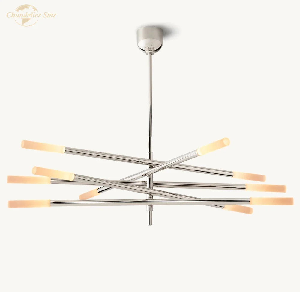 Afralia™ LED Glass Chandelier with Etched Rods for Dining Room, Kitchen, Bedroom - Modern Pendant Lighting