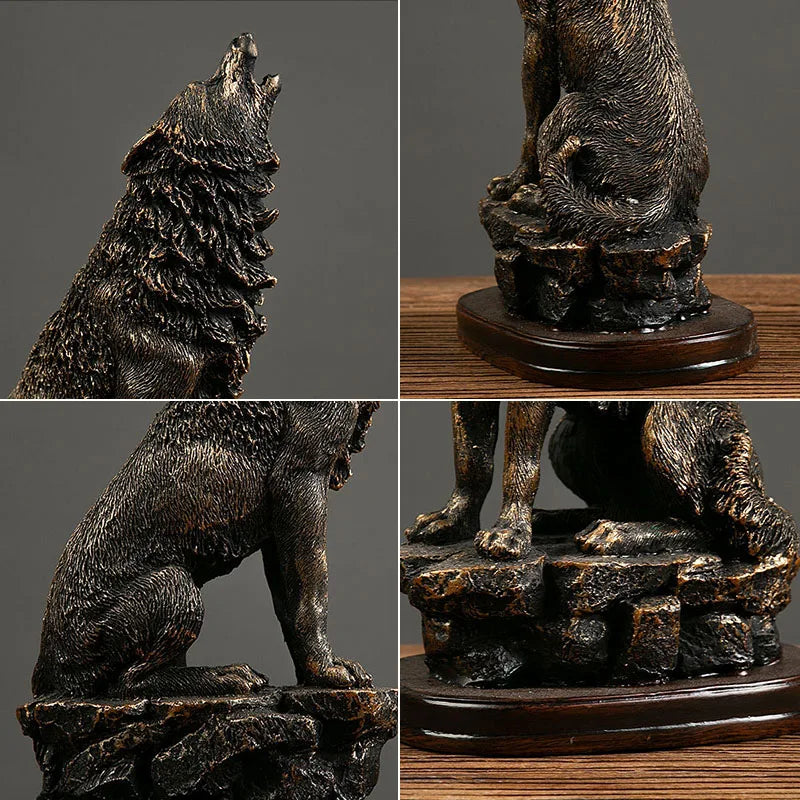 Afralia™ Roaring Wolf Resin Statue for Interior Office Desktop Decor