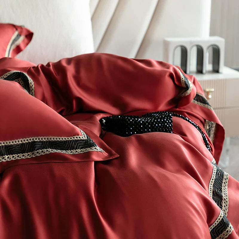 Afralia™ Luxury Embroidery Eucalyptus Duvet Cover Set with Silky Cool Feel