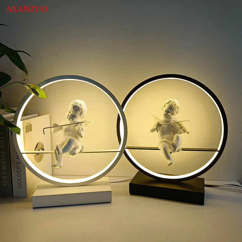 Afralia™ Dimmable Angel Table Lamp for Dream Bedroom Decor & Warm LED Lighting