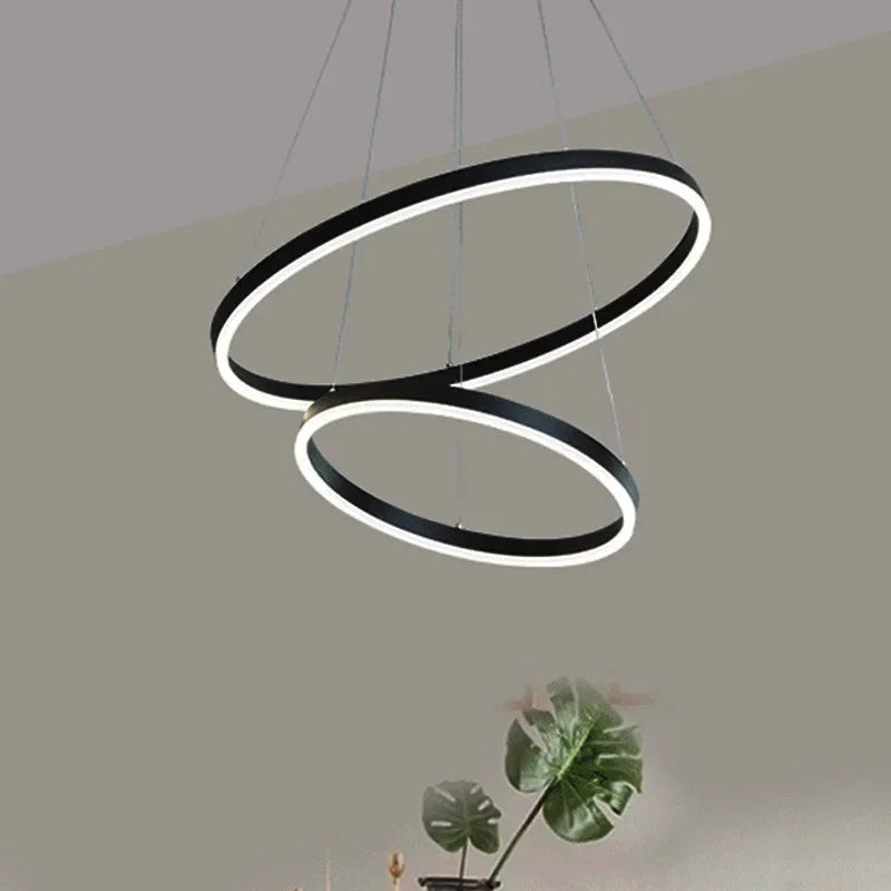 Afralia™ LED Circle Pendant for Living Room Dining Decor with Remote Control