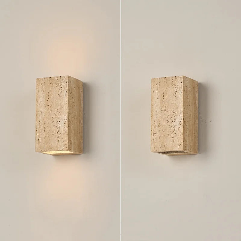 Afralia™ Nordi LED Wall Light COB Yellow Travertine Bedside Lamp Home Decor