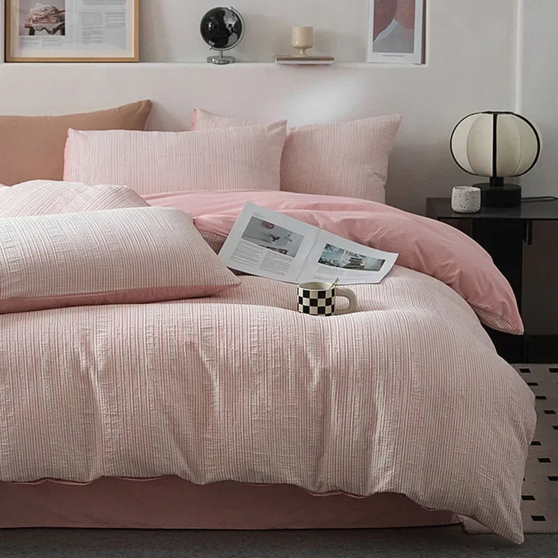 Afralia™ Nordic Cotton Jacquard Bedding Set: Super Soft Striped Duvet Cover Kit