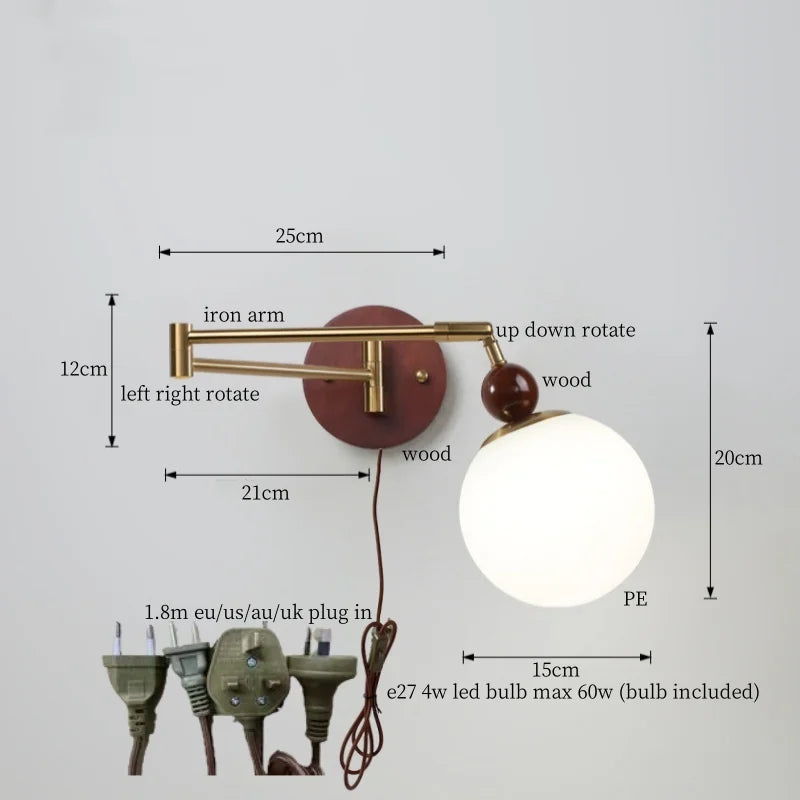 Afralia™ White Pumpkin LED Wall Light Fixture Swing Arm Nordic Modern Wandlamp