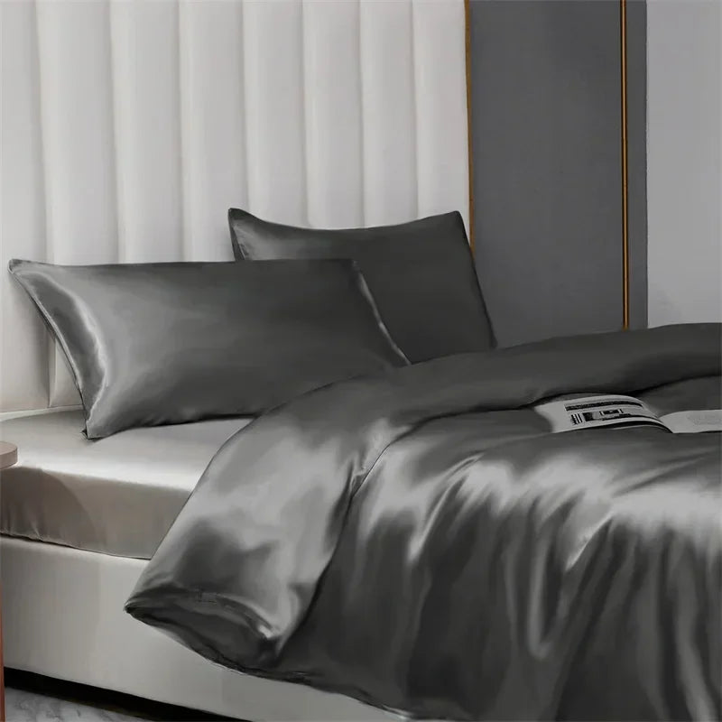 Afralia™ Satin Duvet Cover Set: Luxurious Silky Bedding for Queen/King/Twin - Soft & Skin-friendly