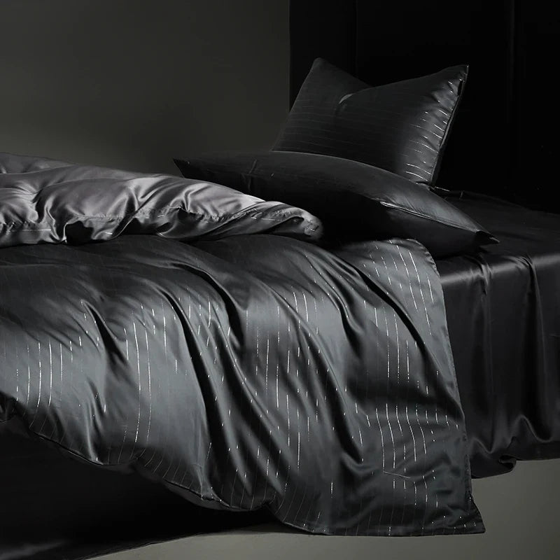 Afralia™ Eucalyptus Fiber Dark Gray Bedding Set: Soft, Silky Duvet Cover, Bed Sheet, Pillowcases