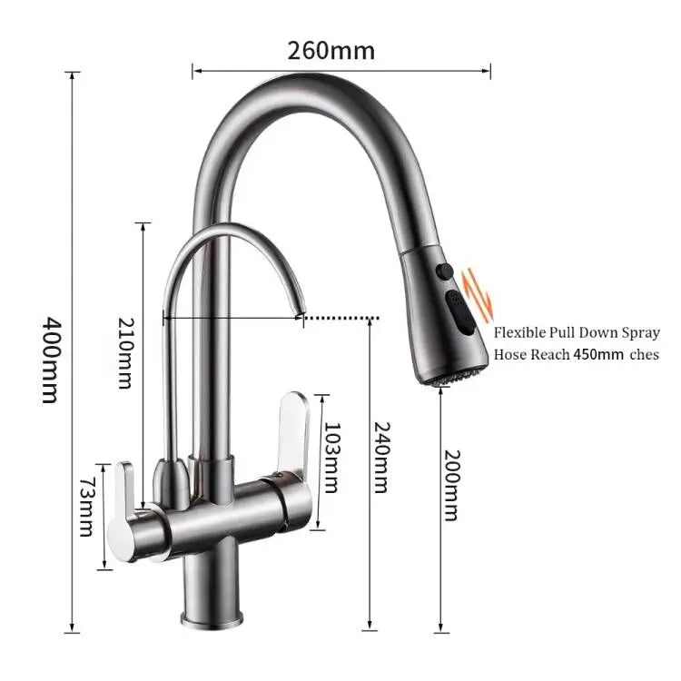 Afralia™ Kitchen Faucet: Three Ways Sink Mixer Crane for Water Filter Tap