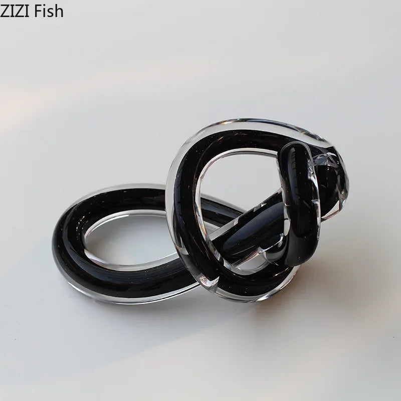 Afralia™ Twisted Knot Glass Chain Cluster Ornaments for Stylish Desk & Room Decor