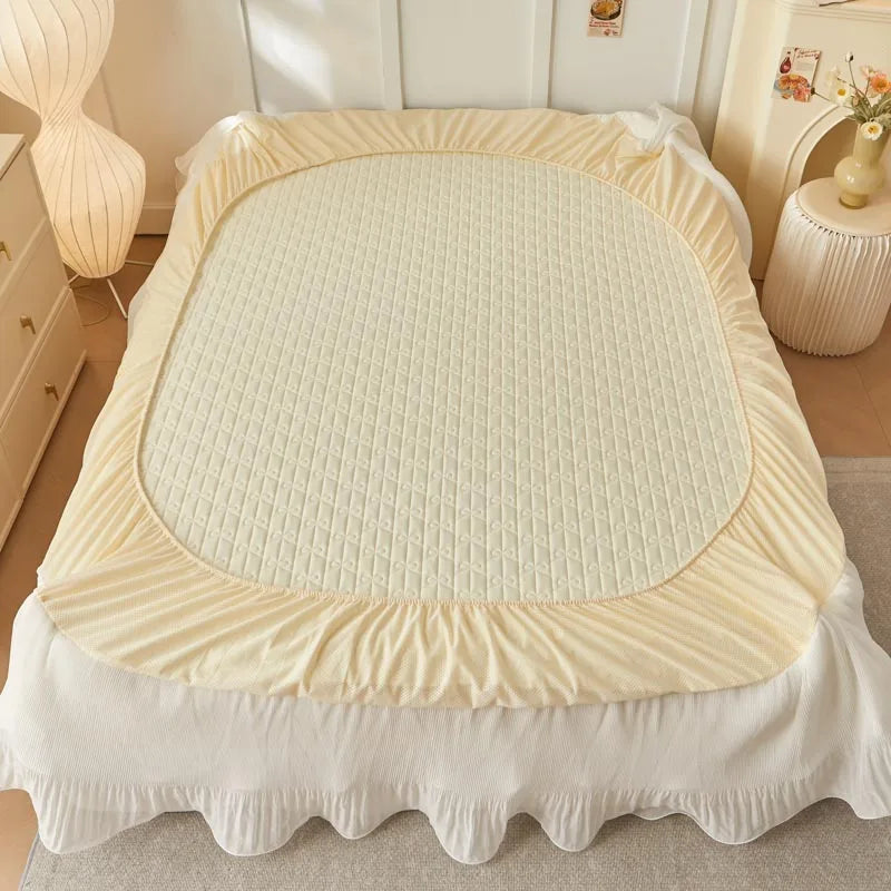Afralia™ Lace Ruffles Cooling Bed Skirt Set with Pillowcases