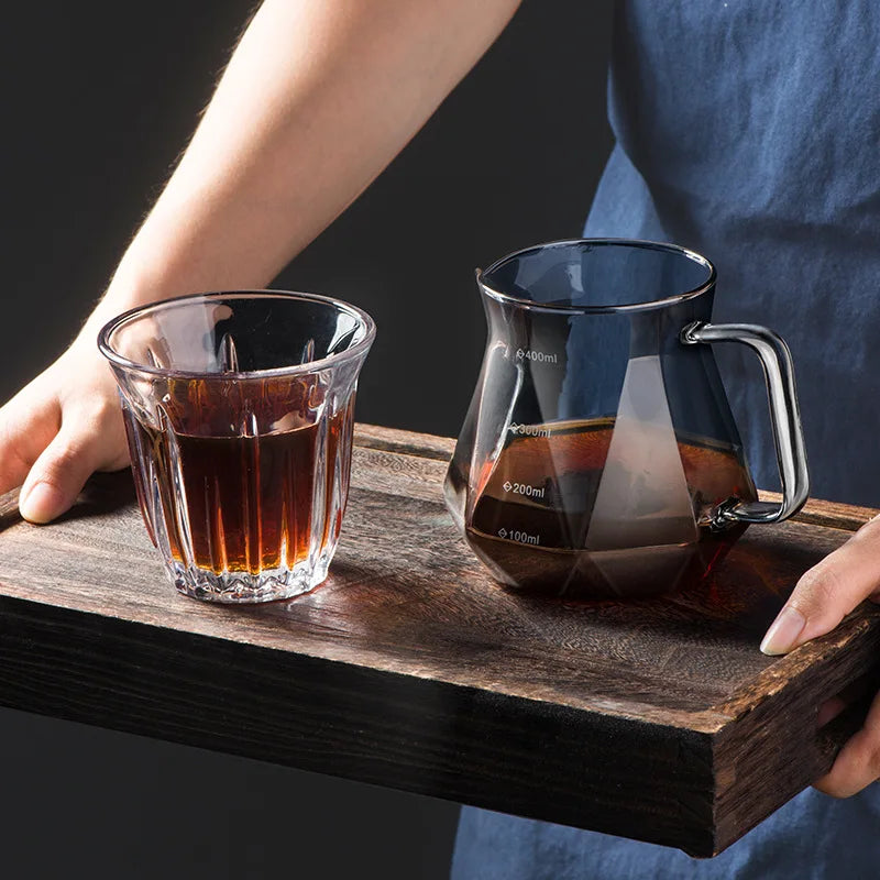 Afralia™ Diamond Glass Coffee Carafe with Reusable Filter Cup