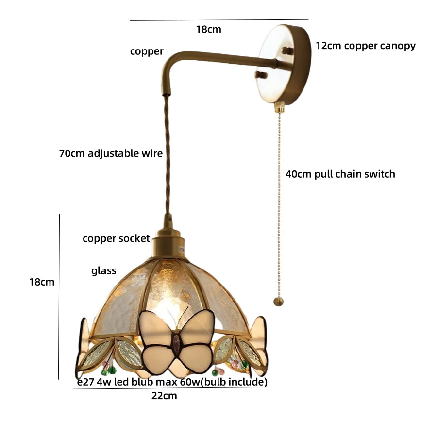 Afralia™ Butterfly Glass LED Wall Lights - Modern Nordic Style Bedside Lamp