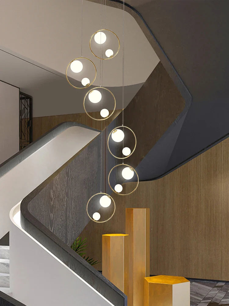 Afralia™ Modern Loft Chandelier Staircase Pendant Light Fixture - Designer Suspension Lustre