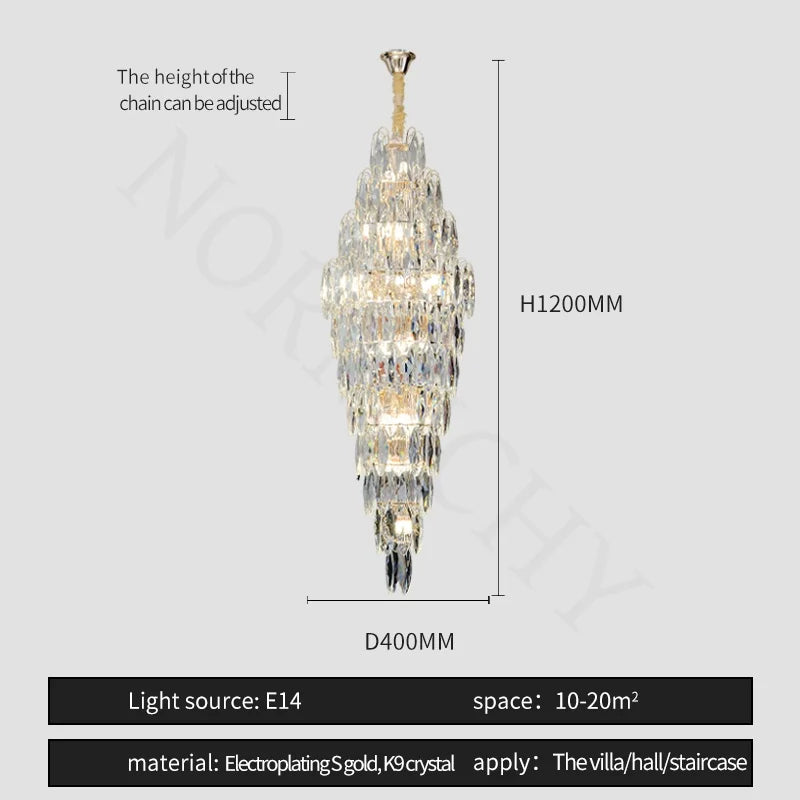 Afralia™ European Crystal Duplex Chandelier for Hotel Lobby Staircase & Villa Living Room