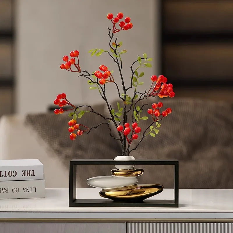 Afralia™ Geometric Golden Rockery Vase Stack for Home Decor