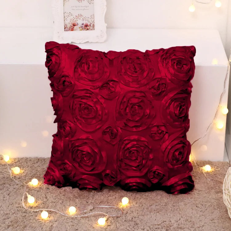 Afralia™ Rose Flower Wedding Gift Cushion Cover