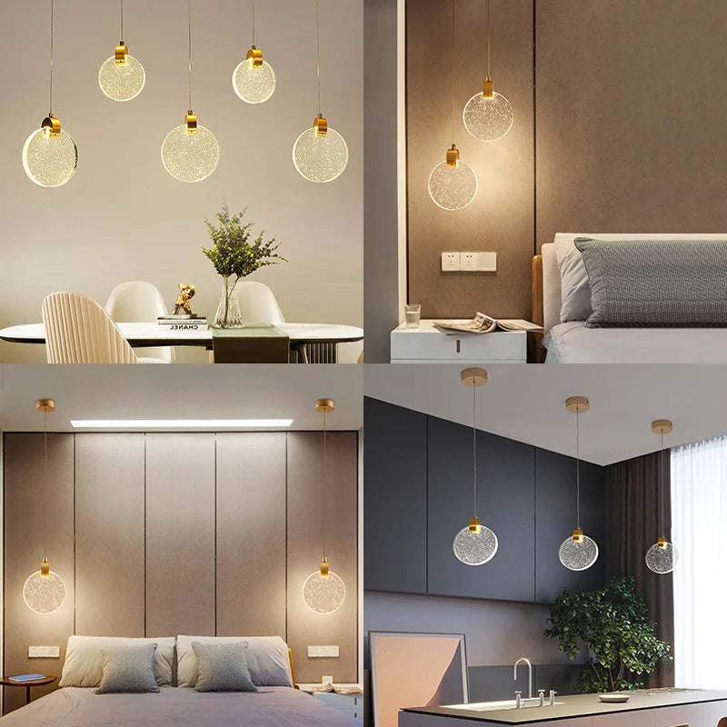 Afralia™ Bubble Crystal Pendant Lights: Nordic LED Hanging Lamps for Living Room, Bedroom & Dining Area