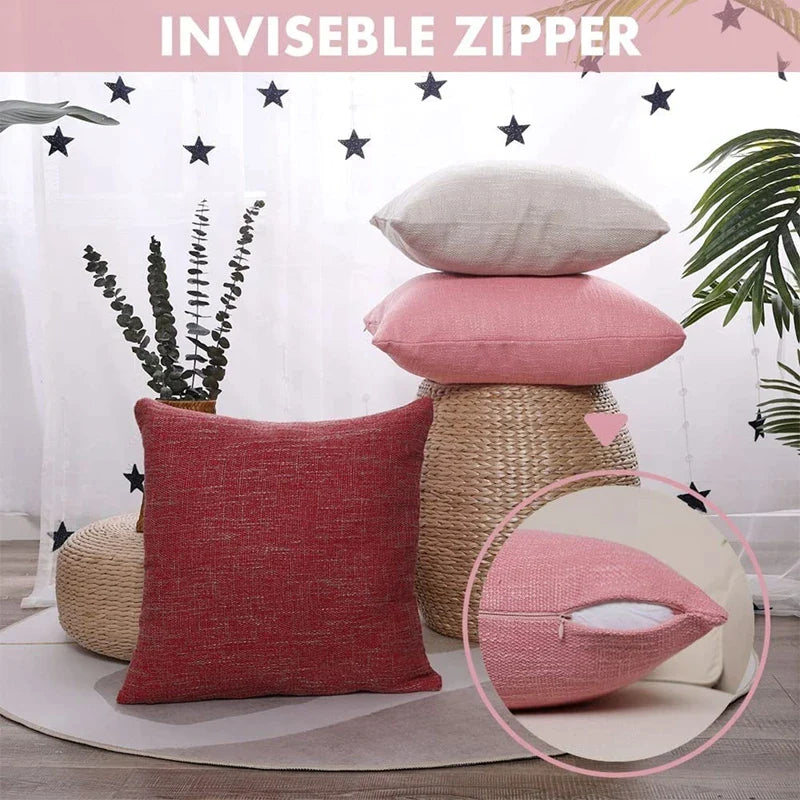 Afralia™ Linen Throw Pillow Covers Set of 2 - Solid Color Farmhouse Decor Case