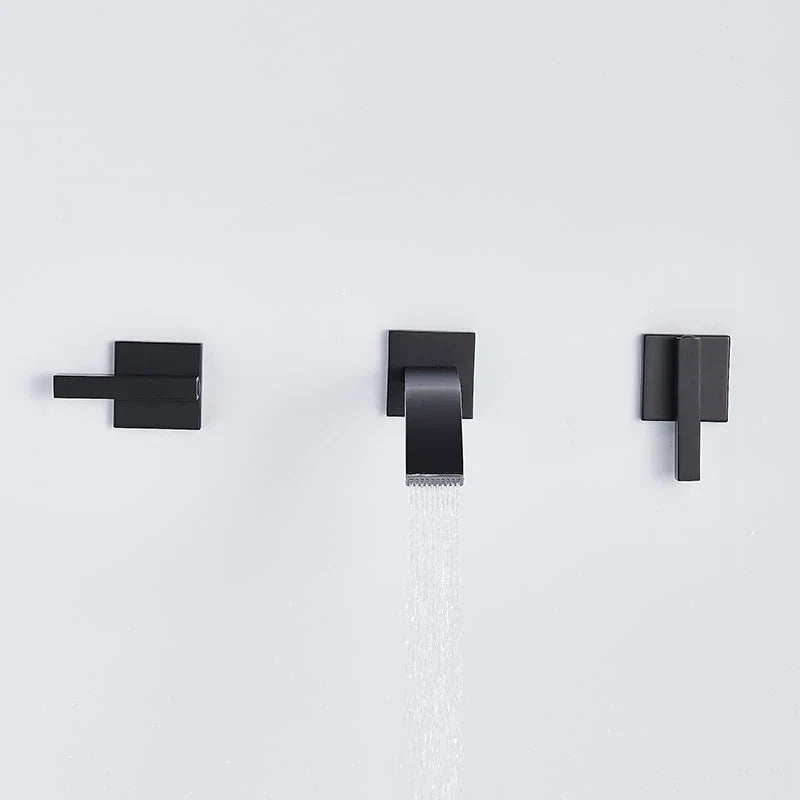 Afralia™ Black Brass Wall Mounted Bathroom Basin Faucet with Dual Handles